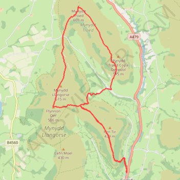 Cwmdu Fell Race trail, distance, elevation, map, profile, GPS track