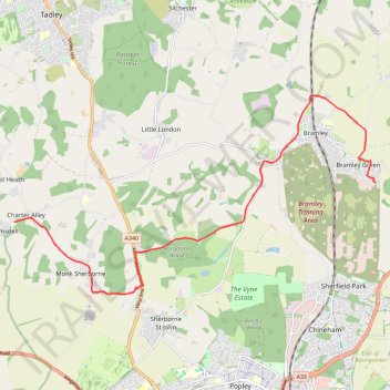 Ramsdell to Bramley Cycling trail, distance, elevation, map, profile, GPS track