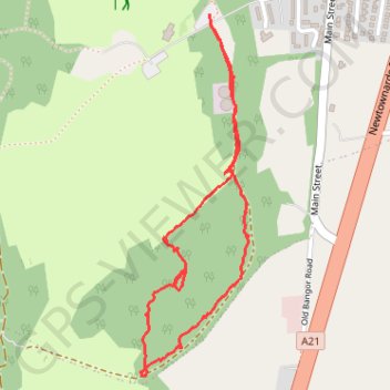 Conlig Wood main path trail, distance, elevation, map, profile, GPS track