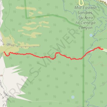 Cienega Trail in Sandia Mountain Wilderness trail, distance, elevation, map, profile, GPS track