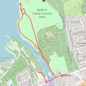 Balloch Castle Country Park trail, distance, elevation, map, profile, GPS track