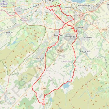 Cycleroute Edinburgh trail, distance, elevation, map, profile, GPS track
