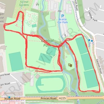 Dartford Parkrun trail, distance, elevation, map, profile, GPS track